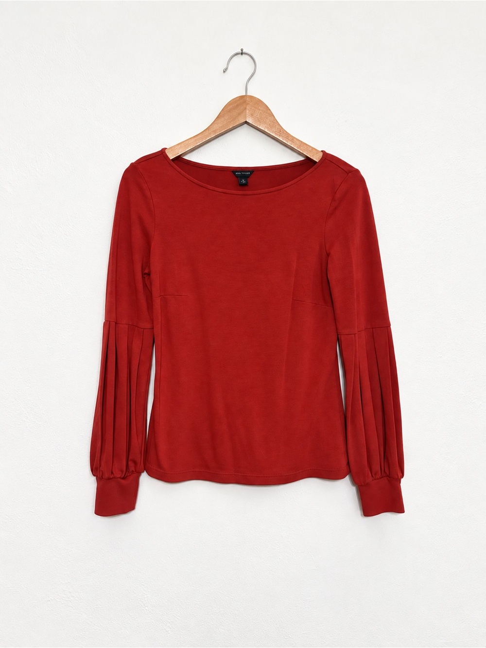 Ann Taylor burnt orange red long sleeve top balloon sleeve XS EUC